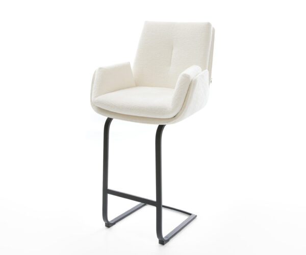 Bárszék Clea-Flex bouclé puha bézs konzolos lapos fém fekete