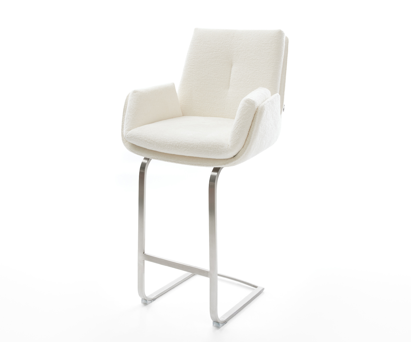 Bárszék Clea-Flex bouclé puha bézs konzolos laposacél rozsdamentes ezüstszínű