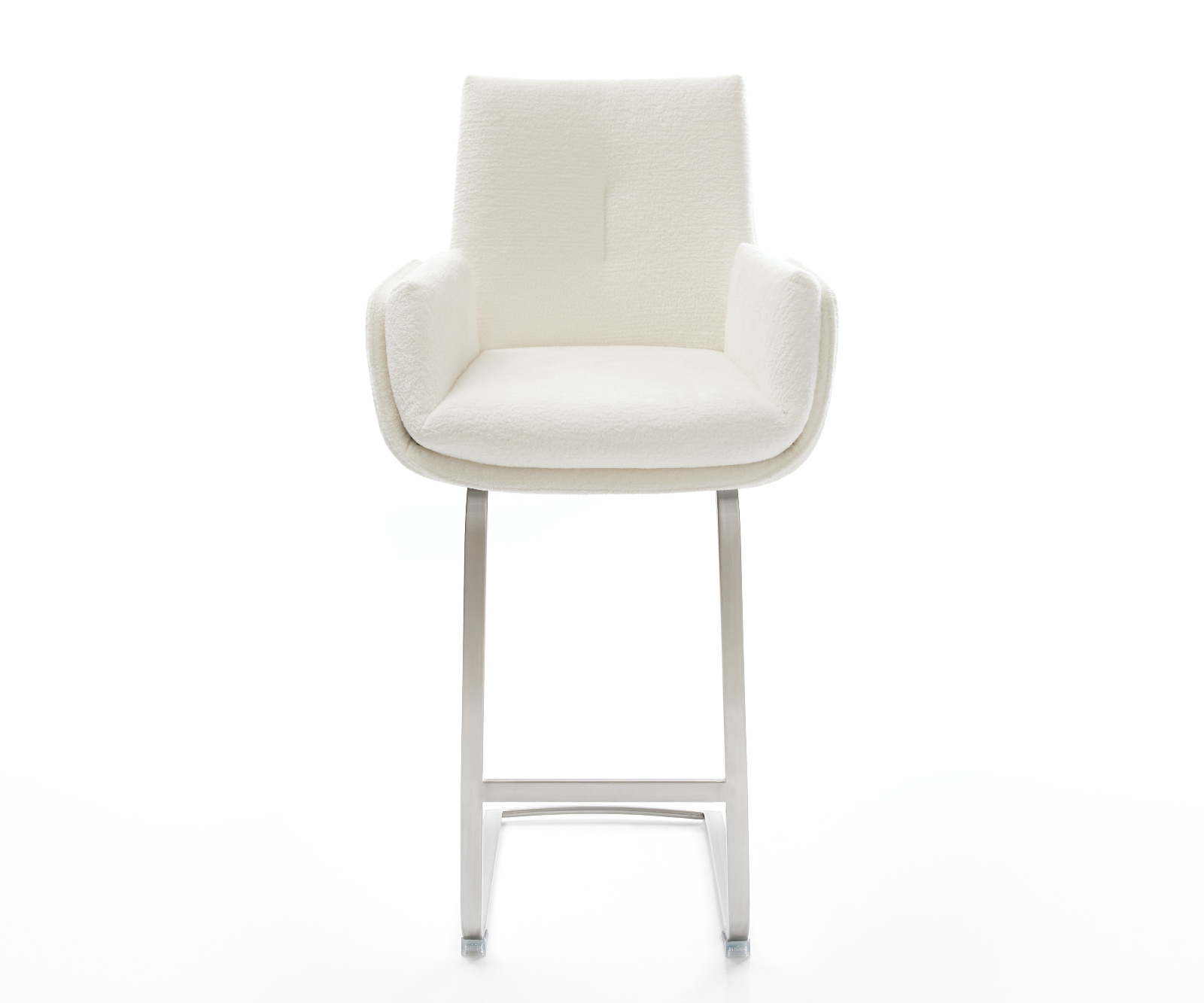 Bárszék Clea-Flex bouclé puha bézs konzolos laposacél rozsdamentes ezüstszínű - Image 2
