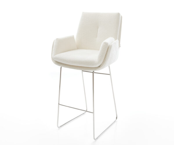 Bárszék Clea-Flex bouclé puha bézs vékony láb rozsdamentes acél ezüstszínű