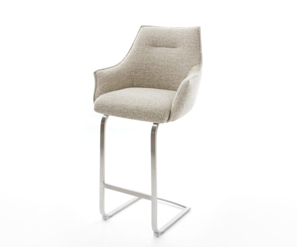 Bárszék Alja-Flex szövött szövet puha bézs konzolos laposacél rozsdamentes ezüstszínű zsákrugós