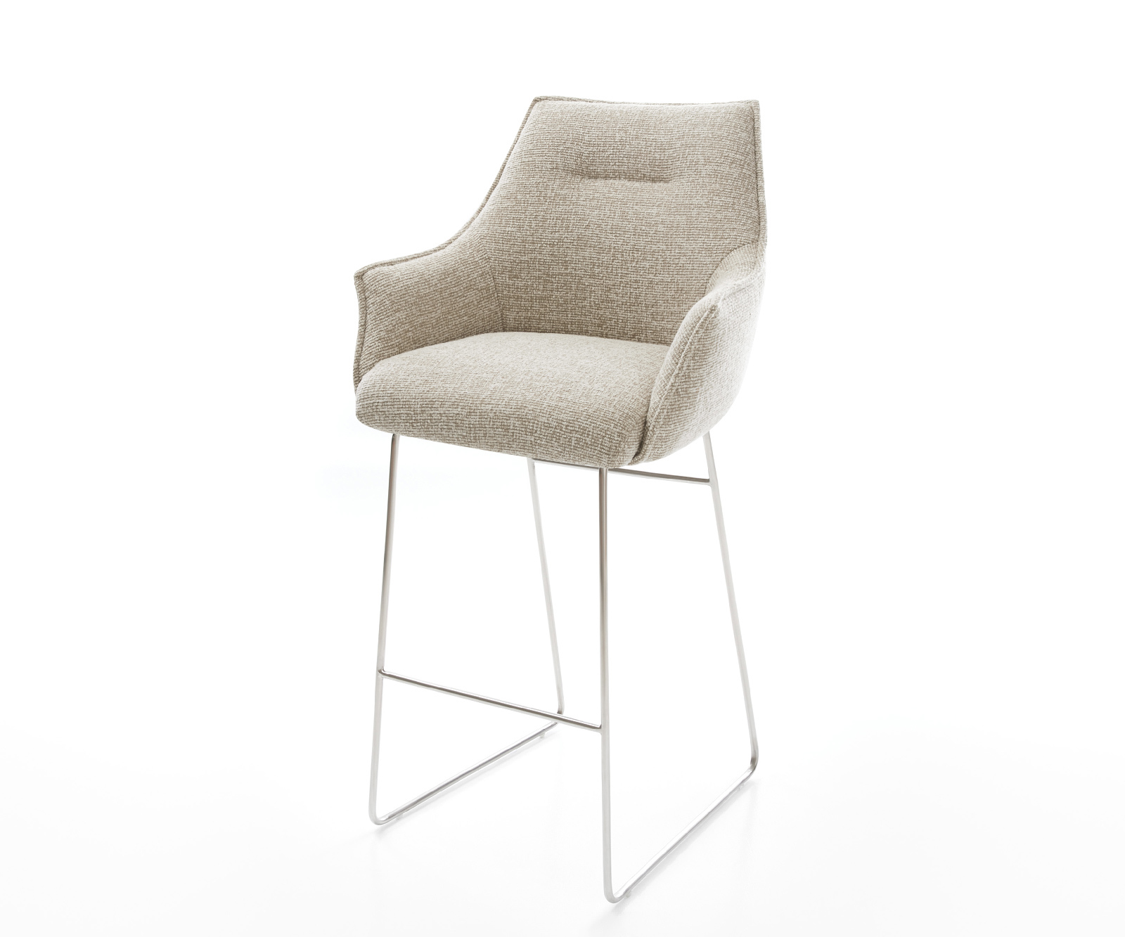 Bárszék Alja-Flex szövött szövet puha bézs vékony láb rozsdamentes acél ezüstszínű zsákrugó