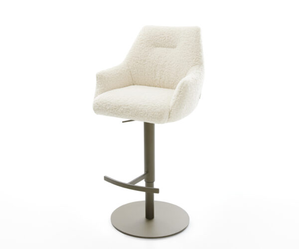 Bárszék Alja-Flex teddy szövet bézs forgatható magasságban állítható fém titánszínű zsákrugós
