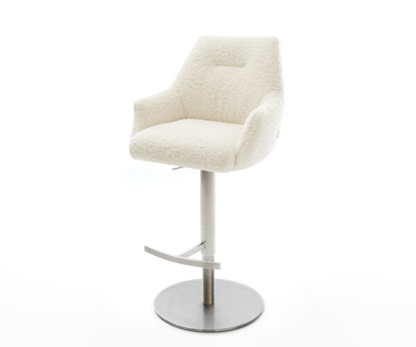 Bárszék Alja-Flex teddy szövet bézs forgatható magasságban állítható rozsdamentes acél ezüstszínű zsákrugós