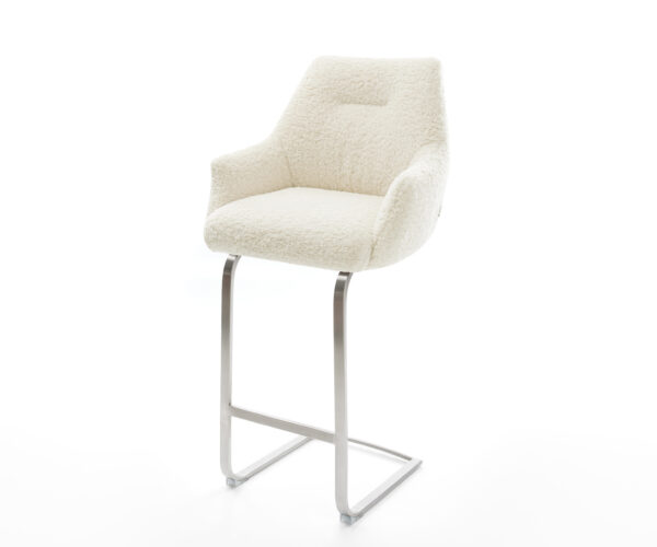 Bárszék Alja-Flex teddy szövet bézs konzolos laposacél rozsdamentes ezüstszínű zsákrugó