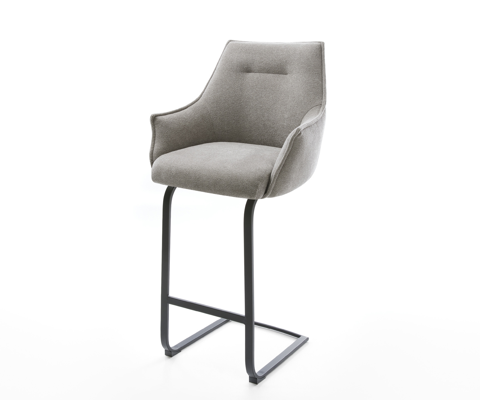 Bárszék Alja-Flex strukturált szövet puha szürke konzolos lapos fém fekete zsákrugós