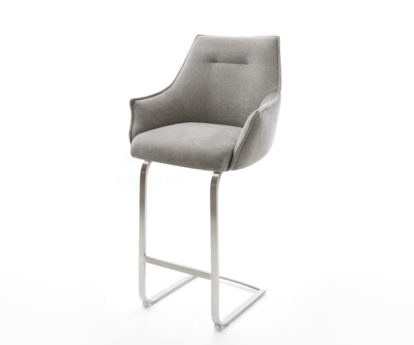 Bárszék Alja-Flex strukturált szövet puha szürke konzolos laposacél rozsdamentes ezüstszínű zsákrugós
