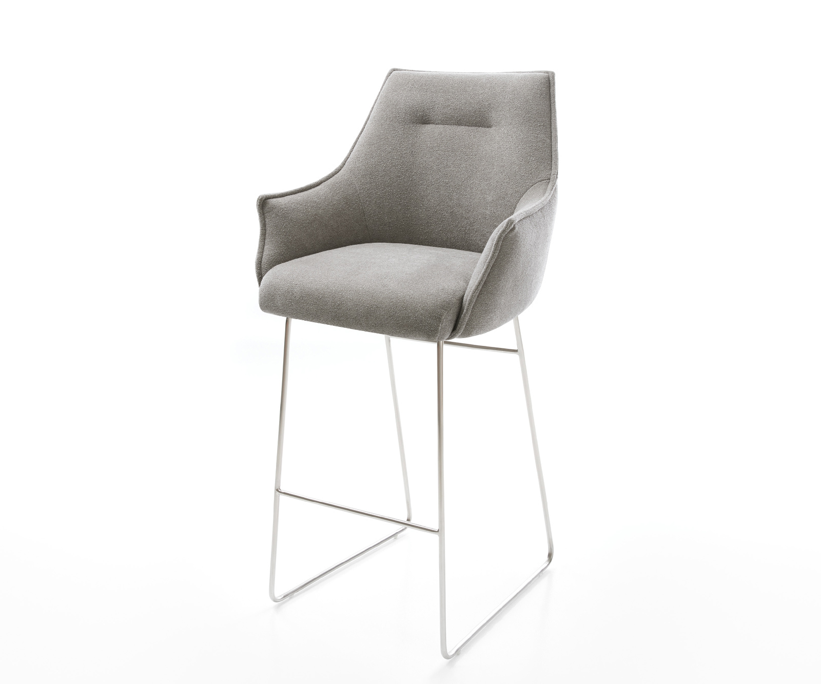 Bárszék Alja-Flex strukturált szövet puha szürke vékony fém láb rozsdamentes acél ezüstszínű zsákrugós