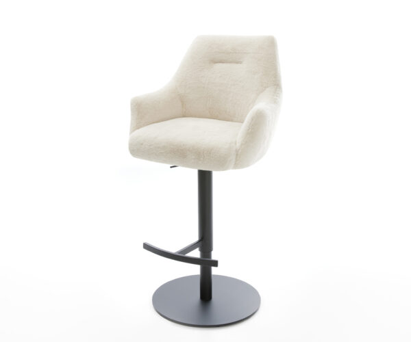 Bárszék Alja-Flex plüss krémfehér forgatható magasságban állítható fém fekete zsákrugó