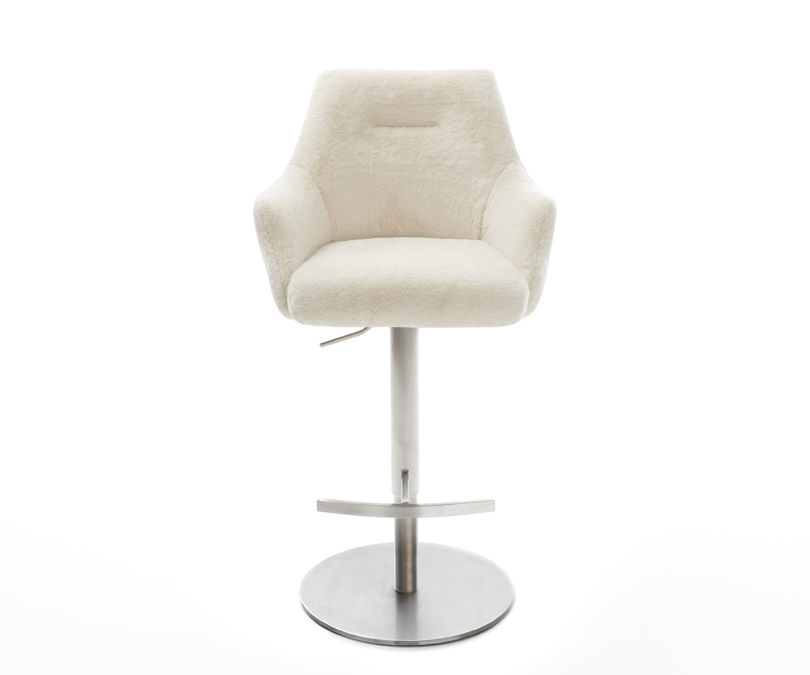 Bárszék Alja-Flex plüss krémfehér forgatható magasságban állítható rozsdamentes acél ezüstszínű zsákrugós - Image 2