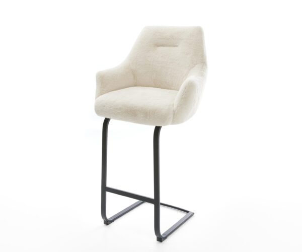 Bárszék Alja-Flex plüss krémfehér konzolos lapos fém fekete zsákrugó