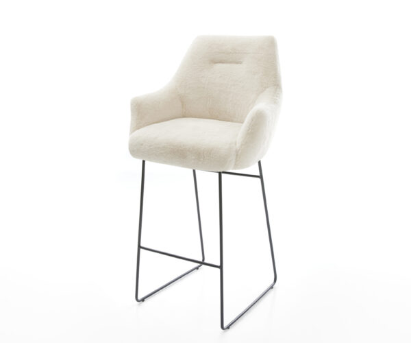 Bárszék Alja-Flex plüss krémfehér vékony láb fém fekete zsákrugó