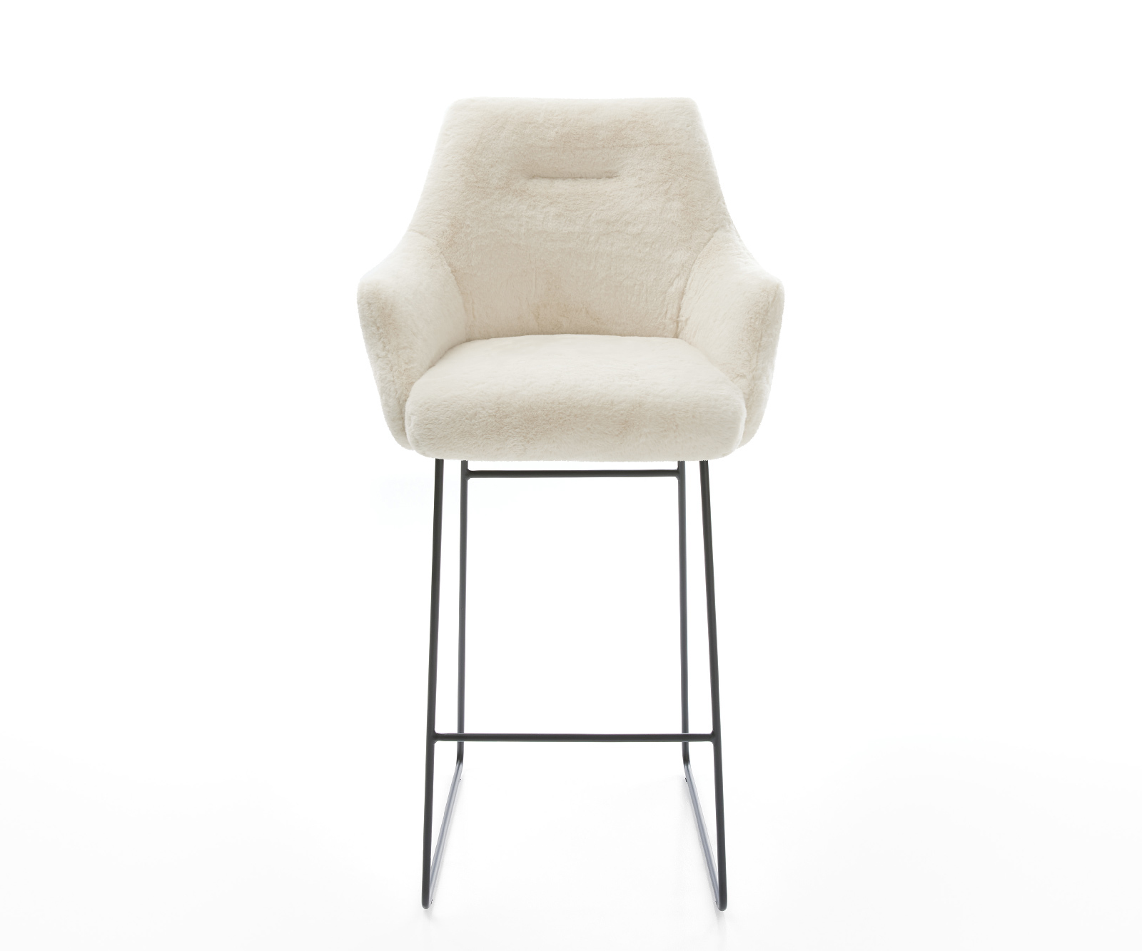 Bárszék Alja-Flex plüss krémfehér vékony láb fém fekete zsákrugó - Image 2