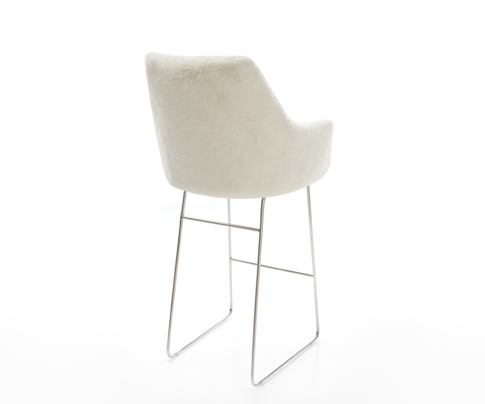 Bárszék Alja-Flex plüss krémfehér vékony láb rozsdamentes acél ezüstszínű zsákrugó - Image 5