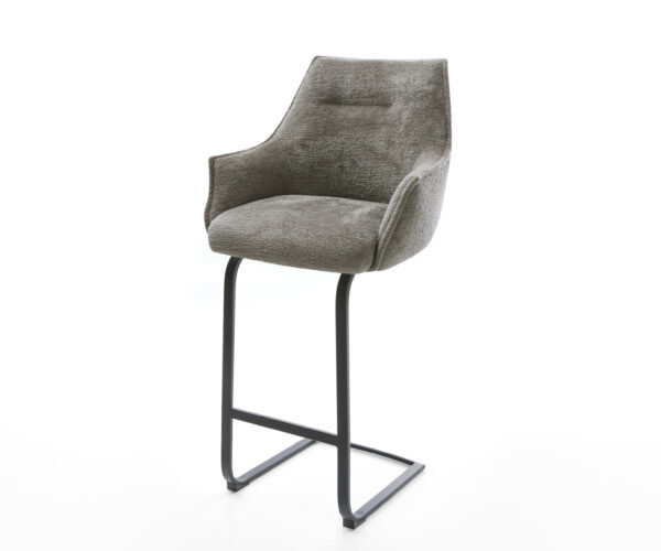 Bárszék Alja-Flex bouclé puha sötét bézs konzolos lapos fém fekete zsákrugó