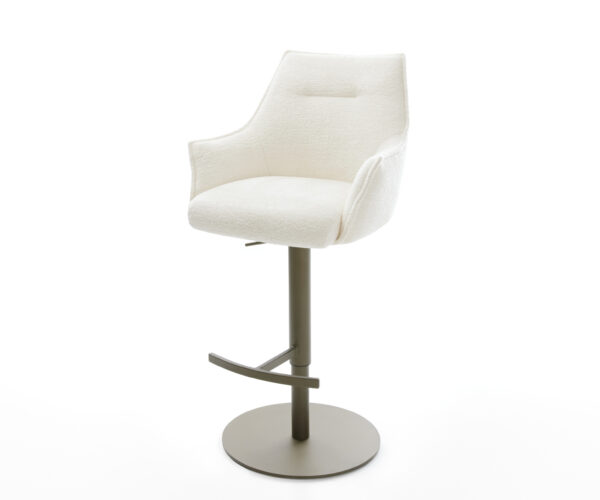 Bárszék Alja-Flex bouclé puha bézs forgatható magasságban állítható fém titánszínű zsákrugós
