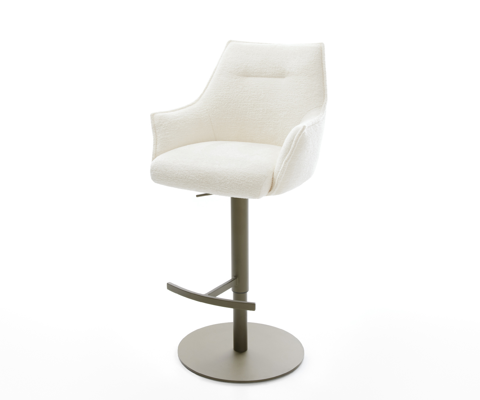 Bárszék Alja-Flex bouclé puha bézs forgatható magasságban állítható fém titánszínű zsákrugós