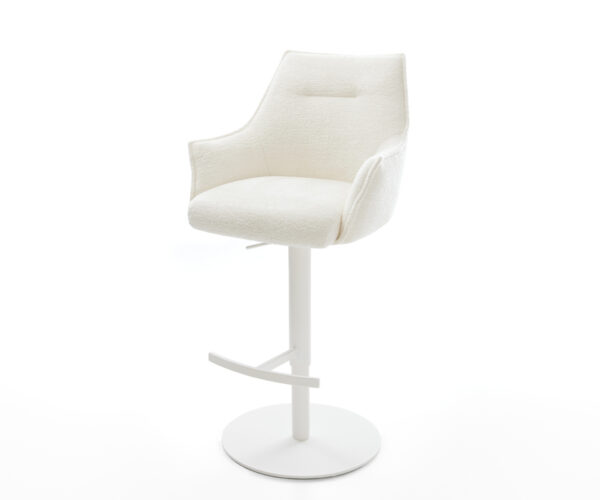 Bárszék Alja-Flex bouclé puha bézs forgatható magasságban állítható fém fehér zsákrugó