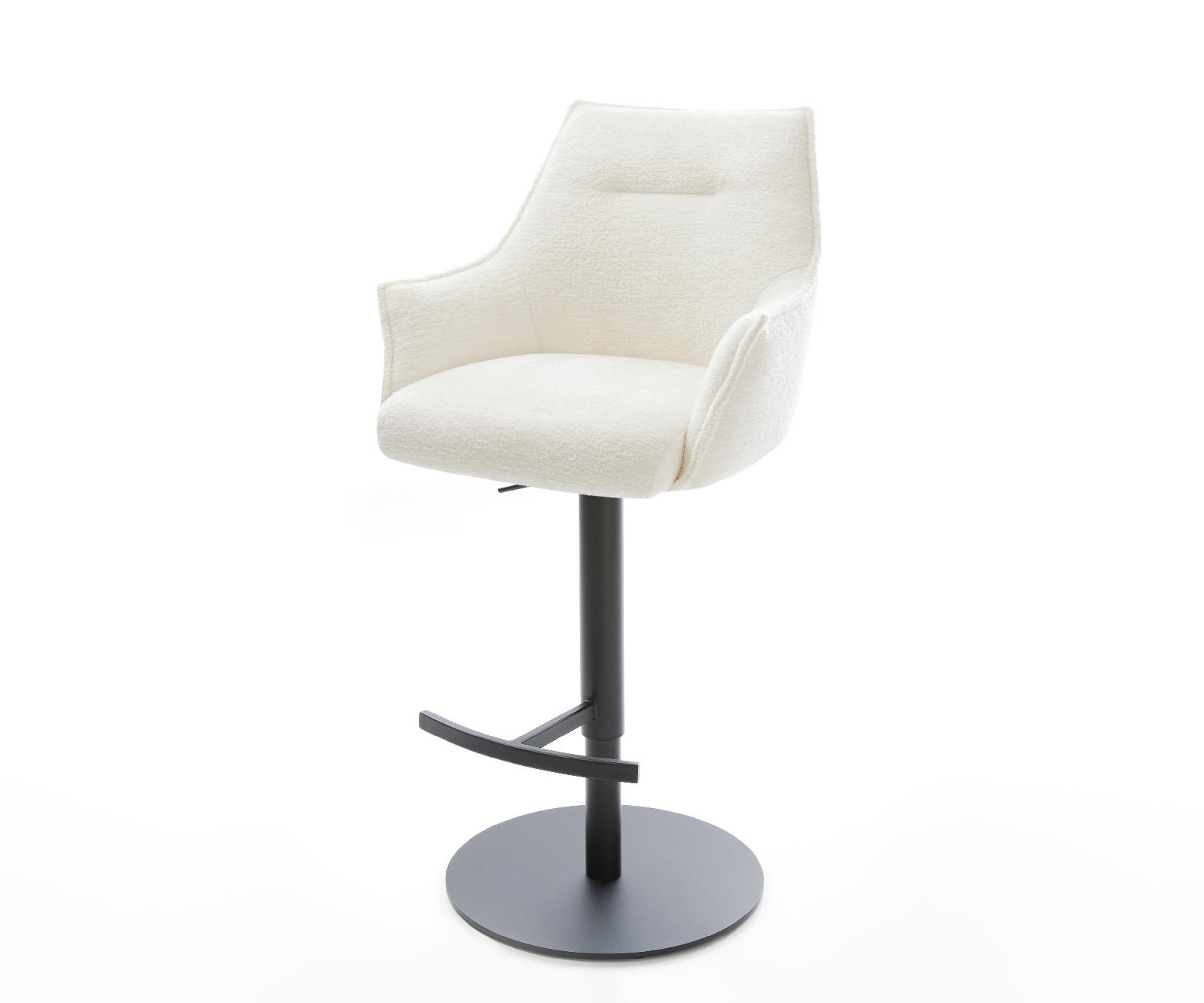 Bárszék Alja-Flex bouclé puha bézs forgatható magasságban állítható fém fekete zsákrugó