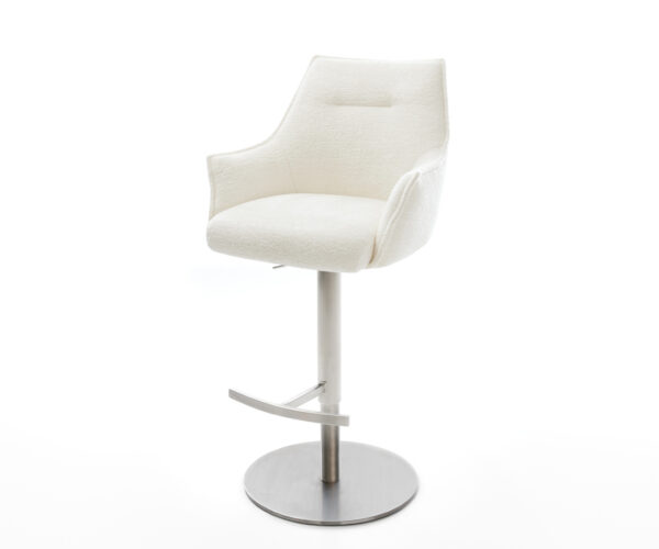 Bárszék Alja-Flex bouclé puha bézs forgatható magasságban állítható rozsdamentes acél ezüstszínű zsákrugós