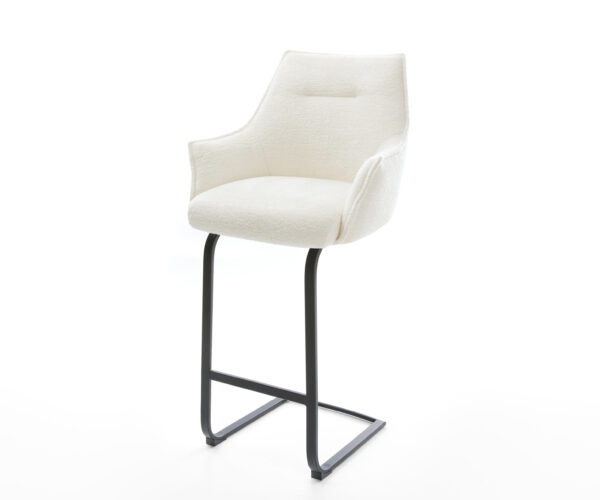 Bárszék Alja-Flex bouclé puha bézs konzolos láb lapos fém fekete zsákrugó