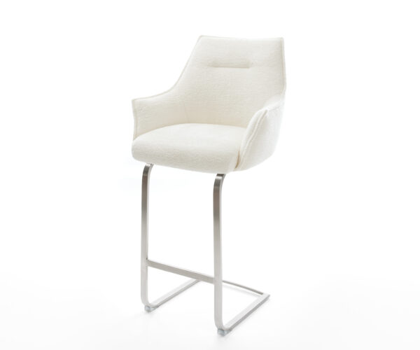 Bárszék Alja-Flex bouclé puha bézs konzolos laposacél rozsdamentes ezüstszínű zsákrugós