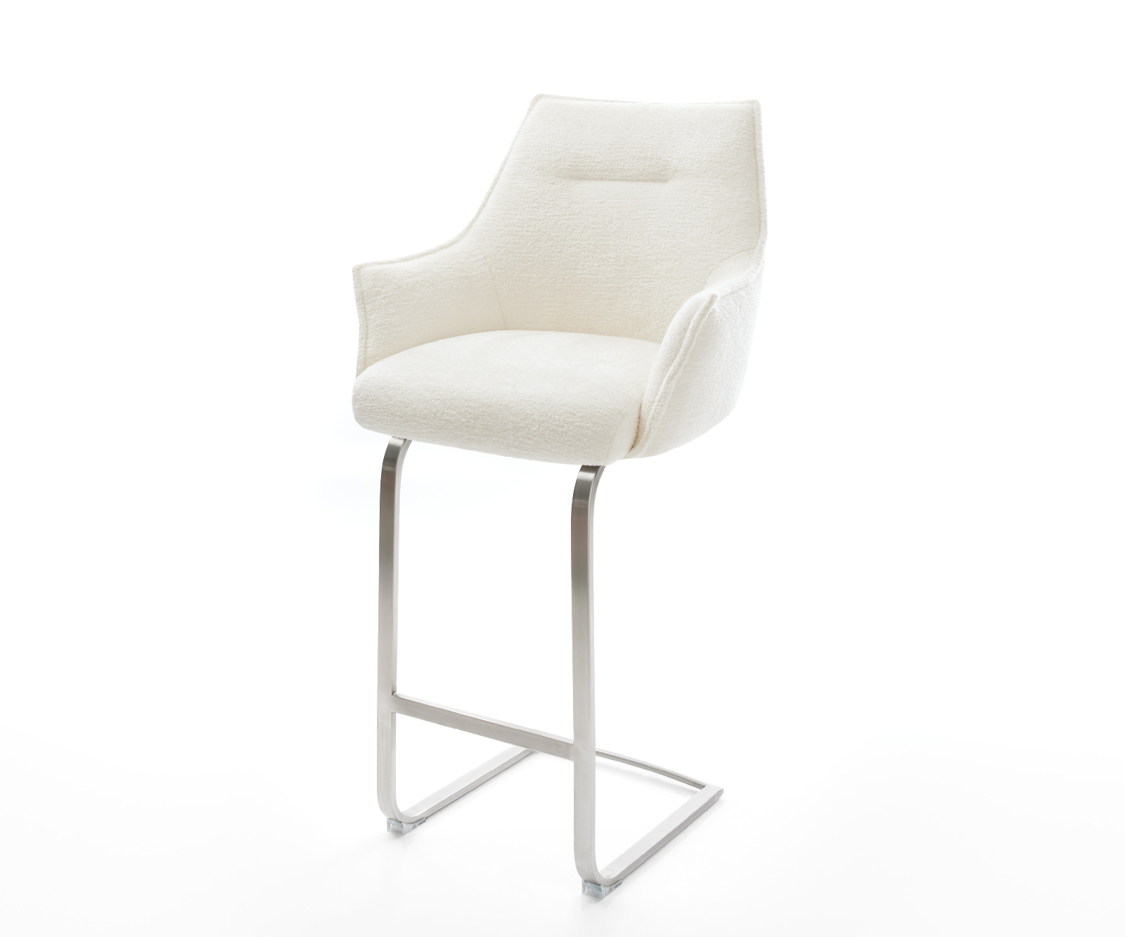 Bárszék Alja-Flex bouclé puha bézs konzolos laposacél rozsdamentes ezüstszínű zsákrugós