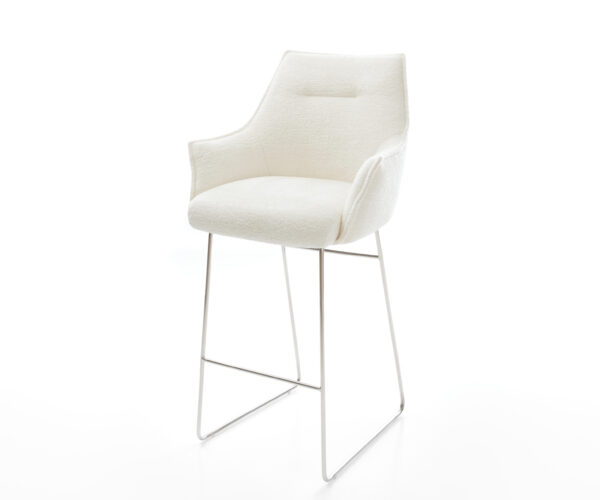 Bárszék Alja-Flex bouclé puha bézs vékony láb rozsdamentes acél ezüstszínű zsákrugós