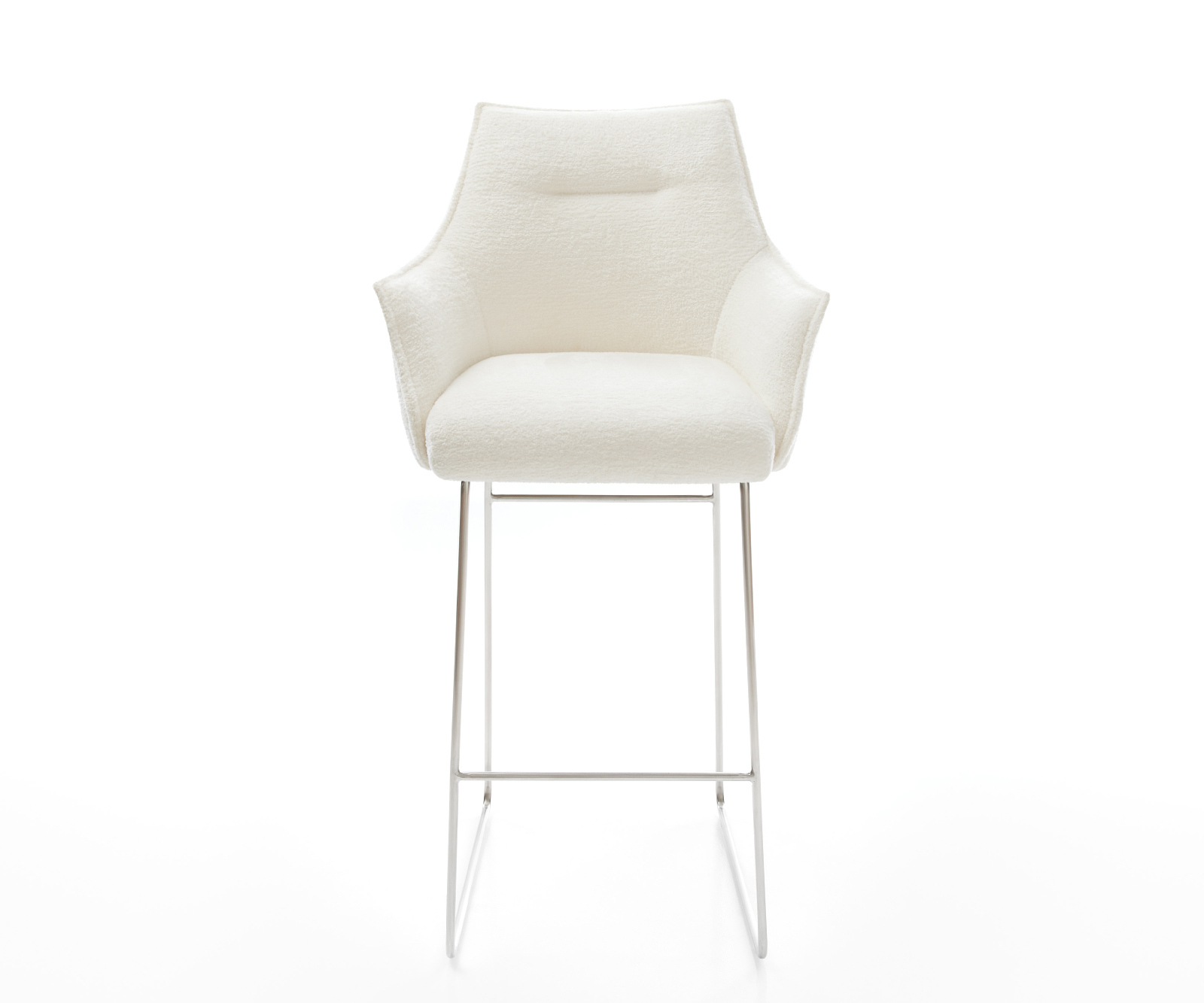 Bárszék Alja-Flex bouclé puha bézs vékony láb rozsdamentes acél ezüstszínű zsákrugós - Image 2