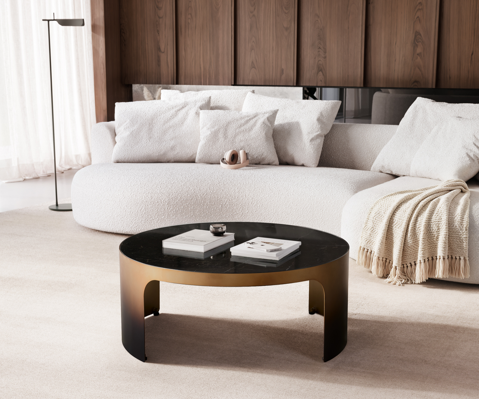 Dohányzóasztal Alerio 90x90 cm márvány fekete ezüst fém arany ombre - Image 4