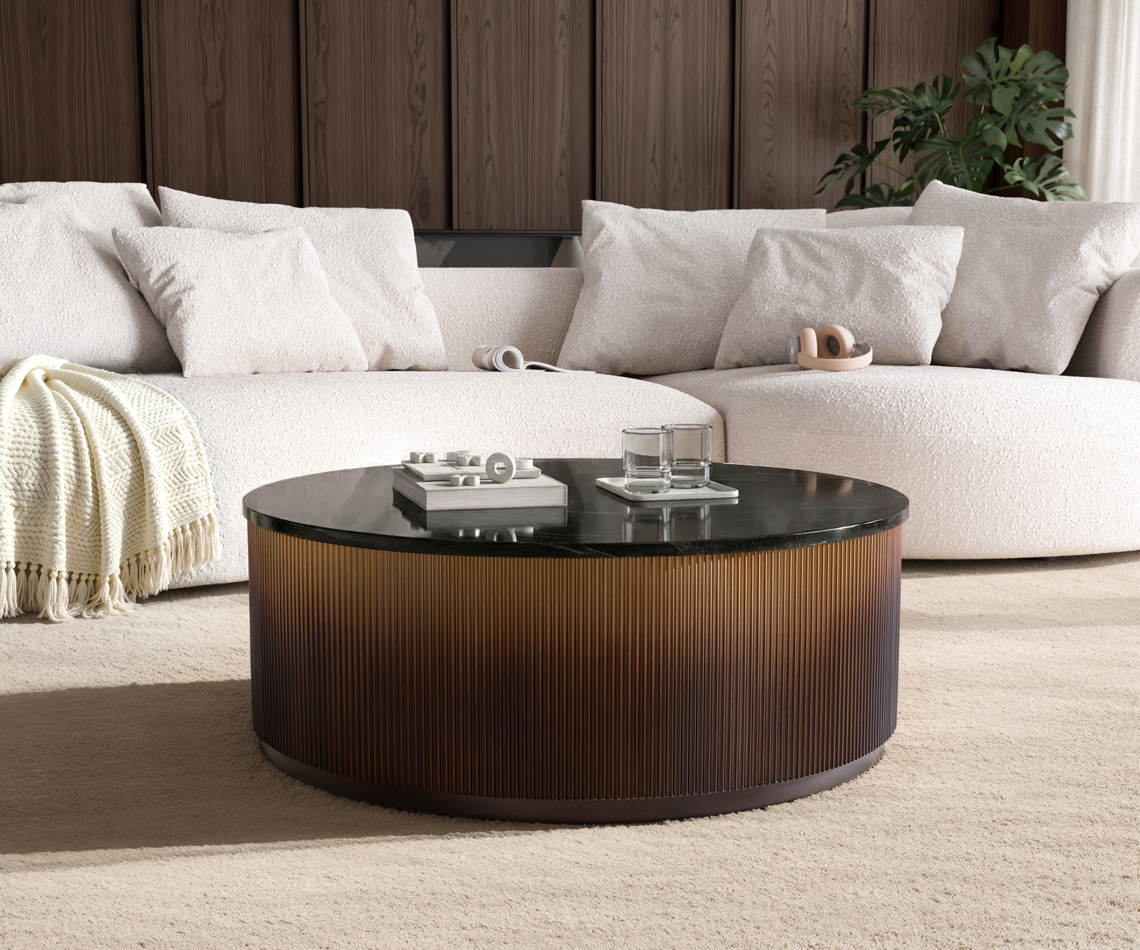 Dohányzóasztal Fiorano 90x90 cm márvány fekete ezüst fém arany ombre - Image 4