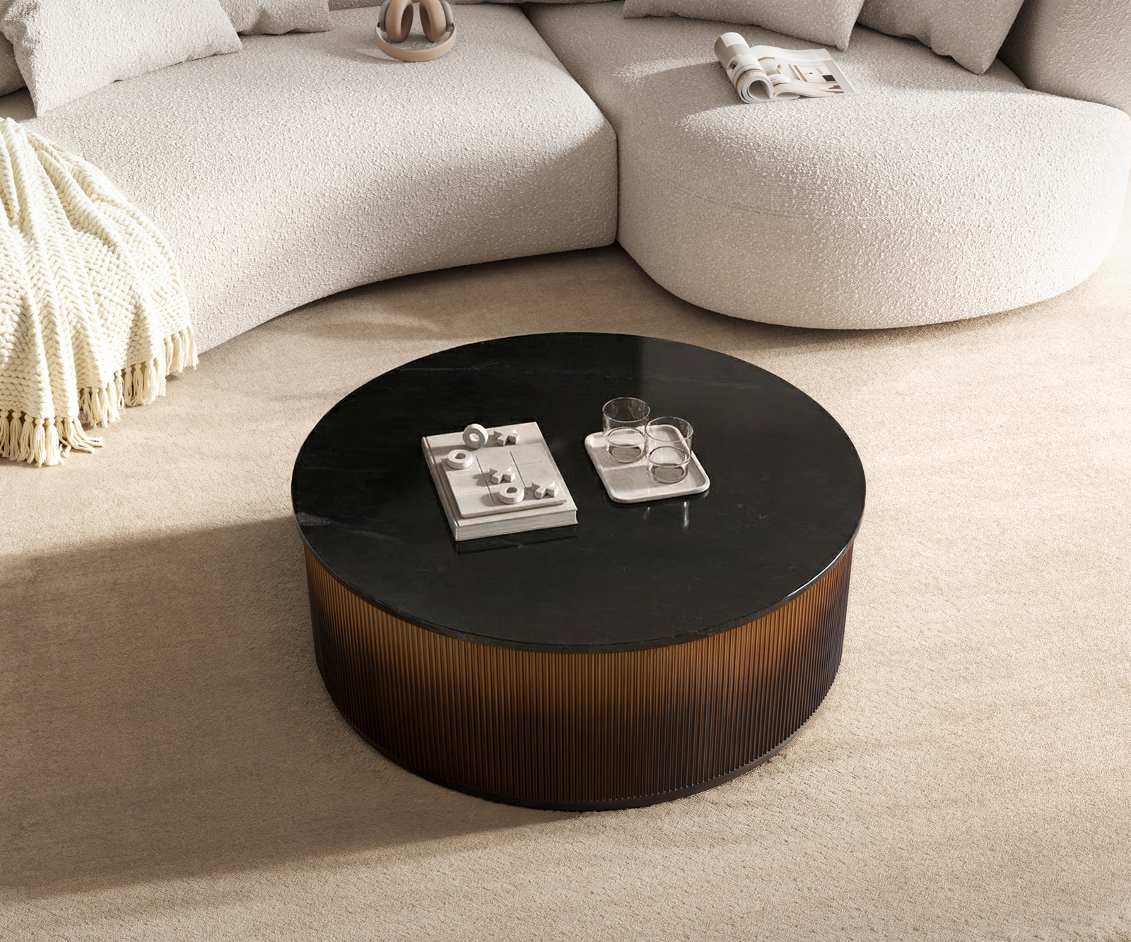 Dohányzóasztal Fiorano 90x90 cm márvány fekete ezüst fém arany ombre - Image 2