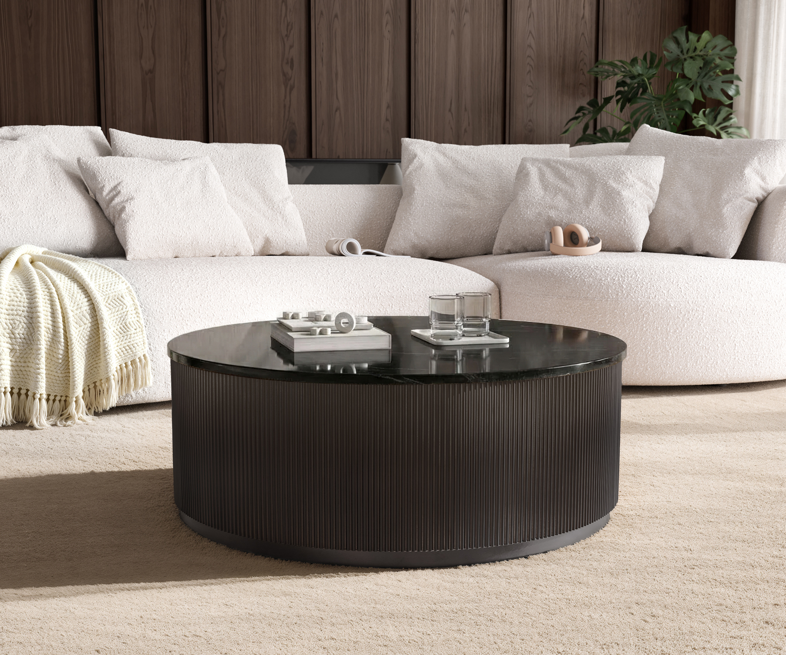 Dohányzóasztal Fiorano 90x90 cm márvány fekete ezüst fém Black Antique - Image 4