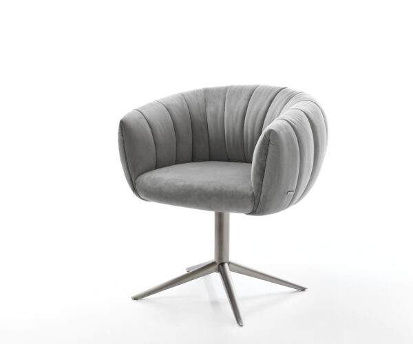 Étkezőszék Jada-Flex bársony szürke kereszt láb grafit 360° forgatható billenő zsákrugó