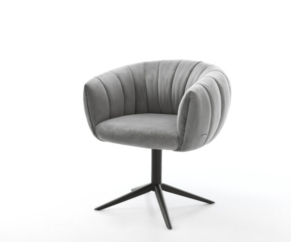 Étkezőszék Jada-Flex bársony szürke kereszt láb fekete 360° forgatható billenő zsákrugó