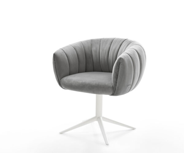 Étkezőszék Jada-Flex bársony szürke kereszt láb fehér 360° forgatható billenő zsákrugó