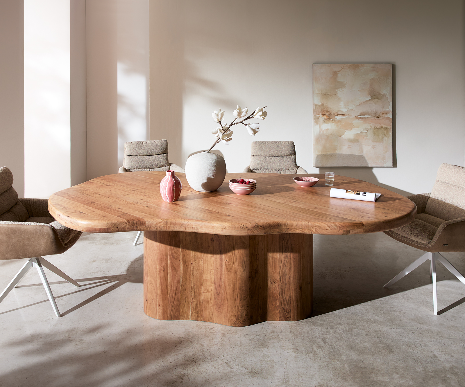 Étkezőasztal Herkon 240x140 akác természetes fa láb - Image 5