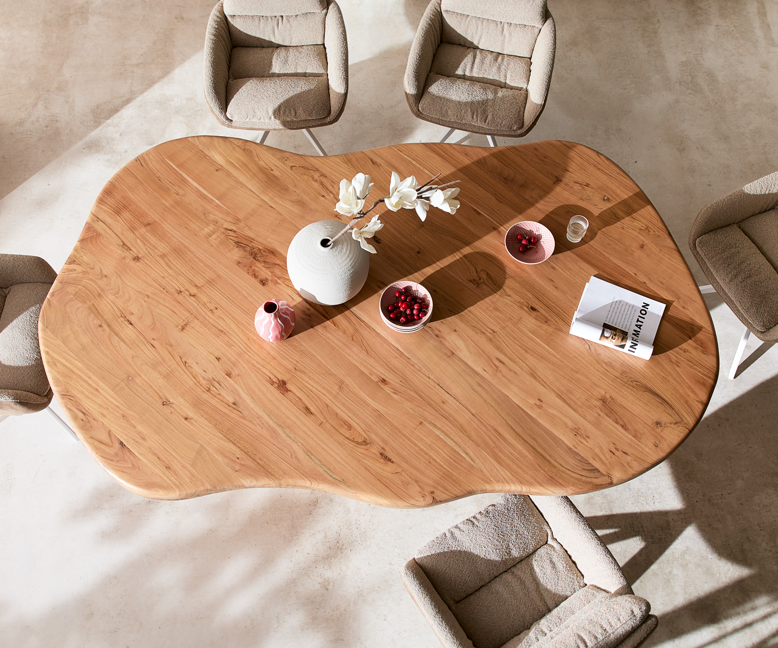 Étkezőasztal Herkon 240x140 akác természetes fa láb - Image 4