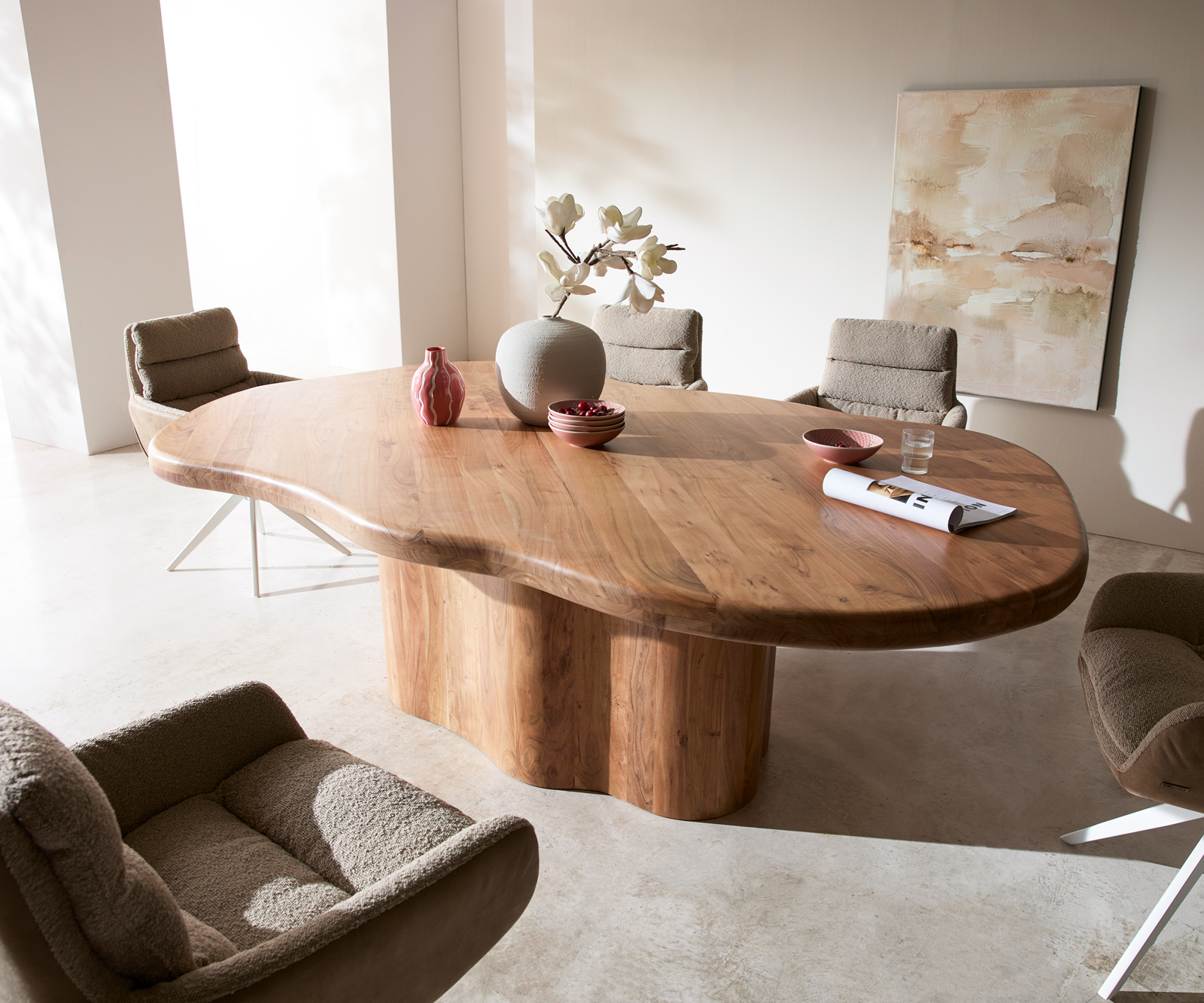 Étkezőasztal Herkon 240x140 akác természetes fa láb