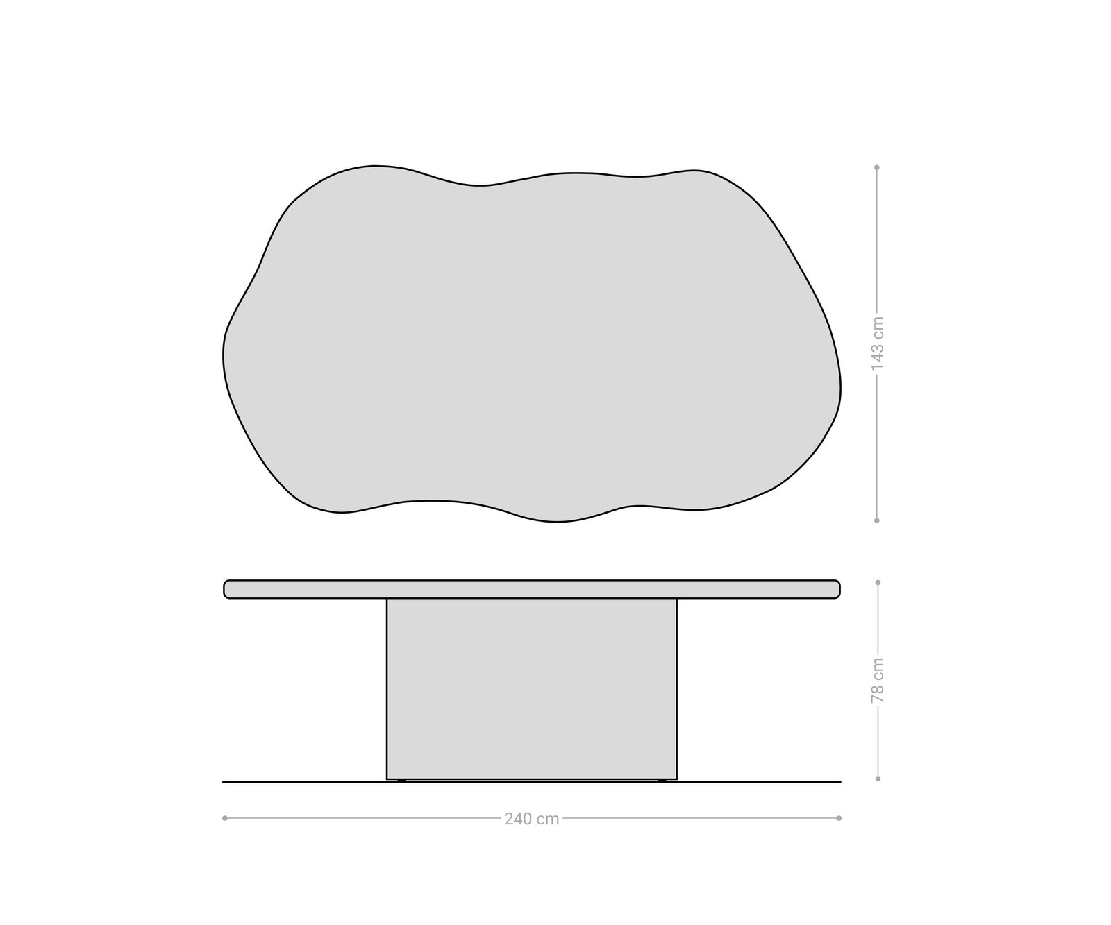 Étkezőasztal Herkon 240x140 akác természetes fa láb - Image 7