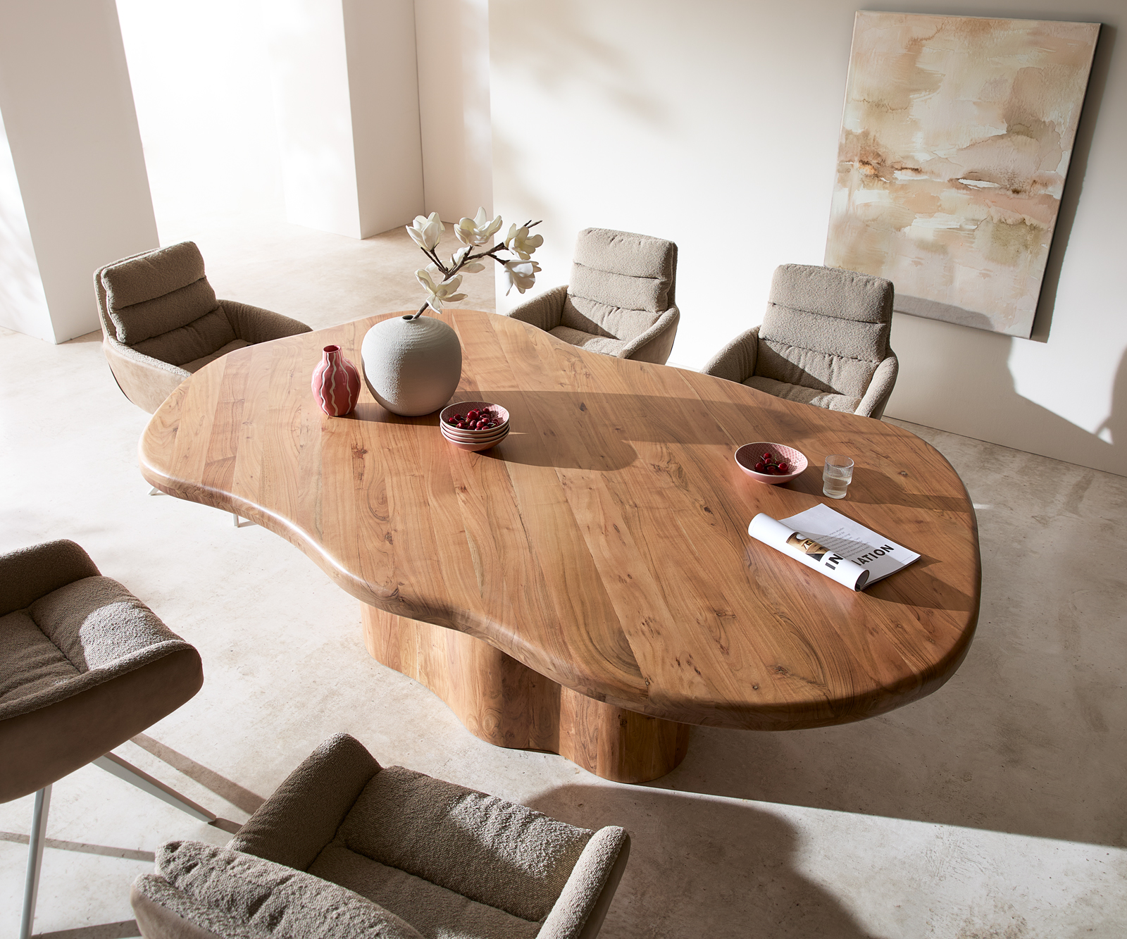 Étkezőasztal Herkon 240x140 akác természetes fa láb - Image 2