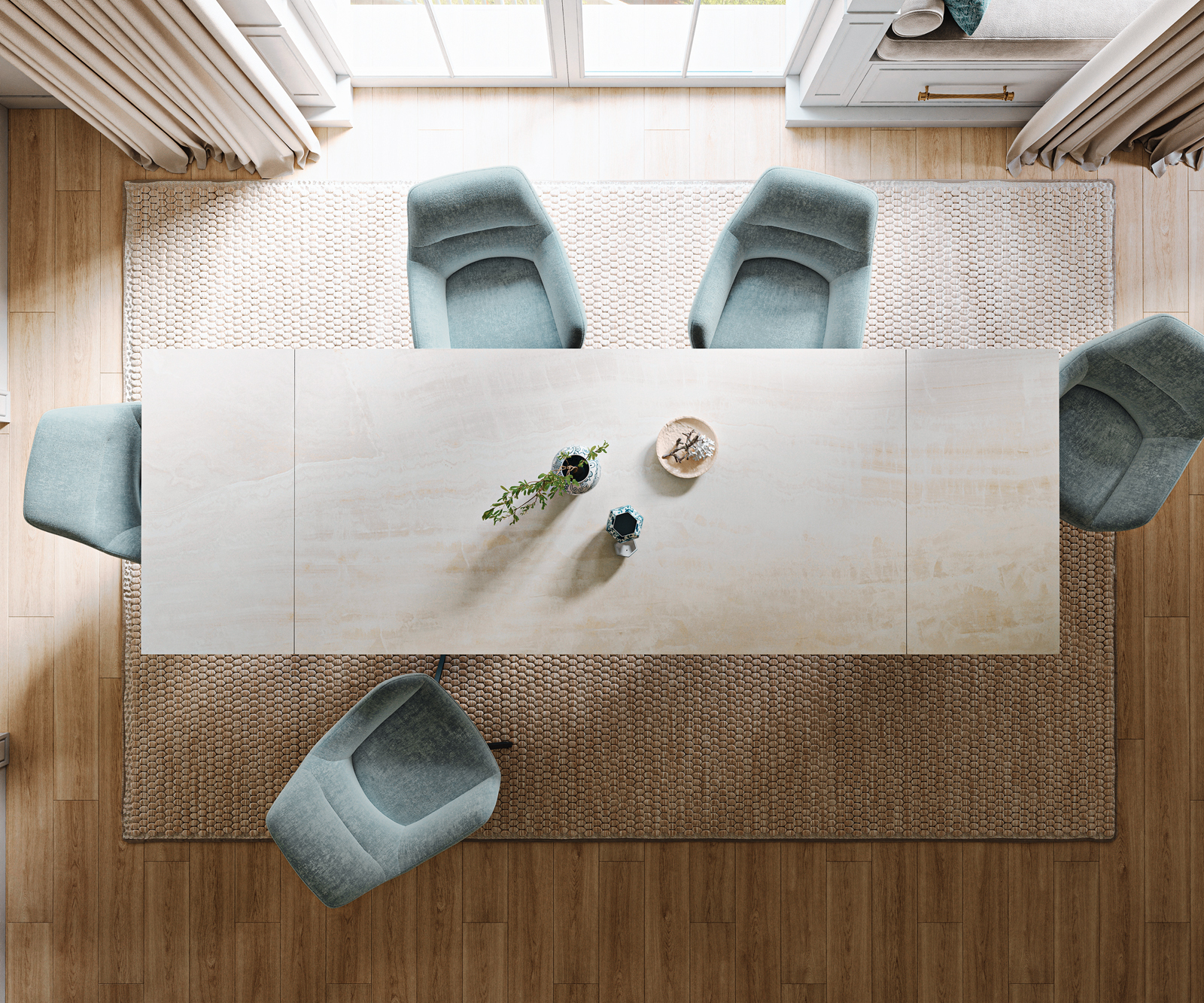 Étkezőasztal Edge 200-300x100 cm kerámia onyx pezsgő infinity fém fekete kihúzható - Image 6