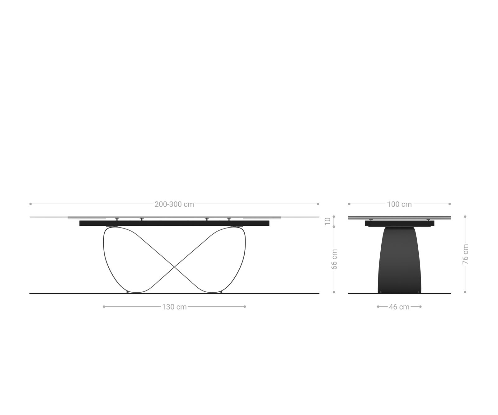 Étkezőasztal Edge 200-300x100 cm kerámia onyx pezsgő infinity fém fekete kihúzható - Image 8