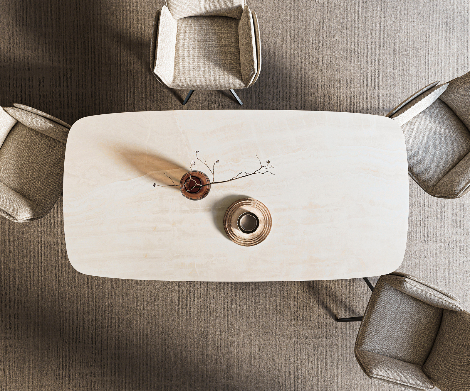 Étkezőasztal Edge hajóformájú 200x100 cm kerámia onyx pezsgő fém ferde fekete - Image 6