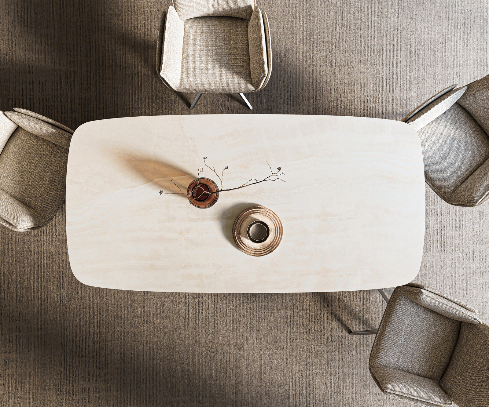 Étkezőasztal Edge hajóformájú 200x100 cm kerámia onyx pezsgő rozsdamentes acél széles - Image 6