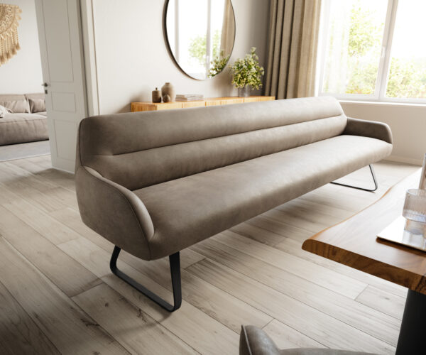 Étkezőpad Taya-Flex 300 cm mikroszálas taupe vintage vékony láb lapos fekete zsákrugó