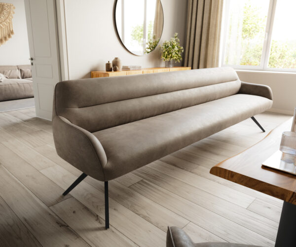 Étkezőpad Taya-Flex 300 cm mikroszálas taupe vintage kereszt láb szögletes fekete zsákrugó