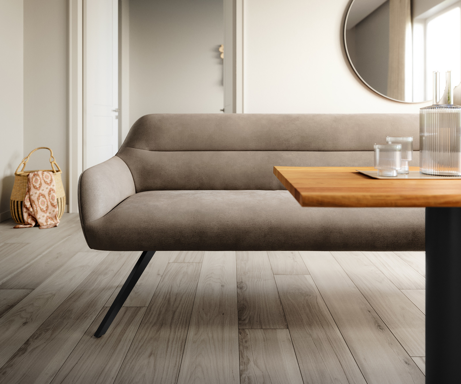 Étkezőpad Taya-Flex 300 cm mikroszálas taupe vintage kereszt láb szögletes fekete zsákrugó - Image 2