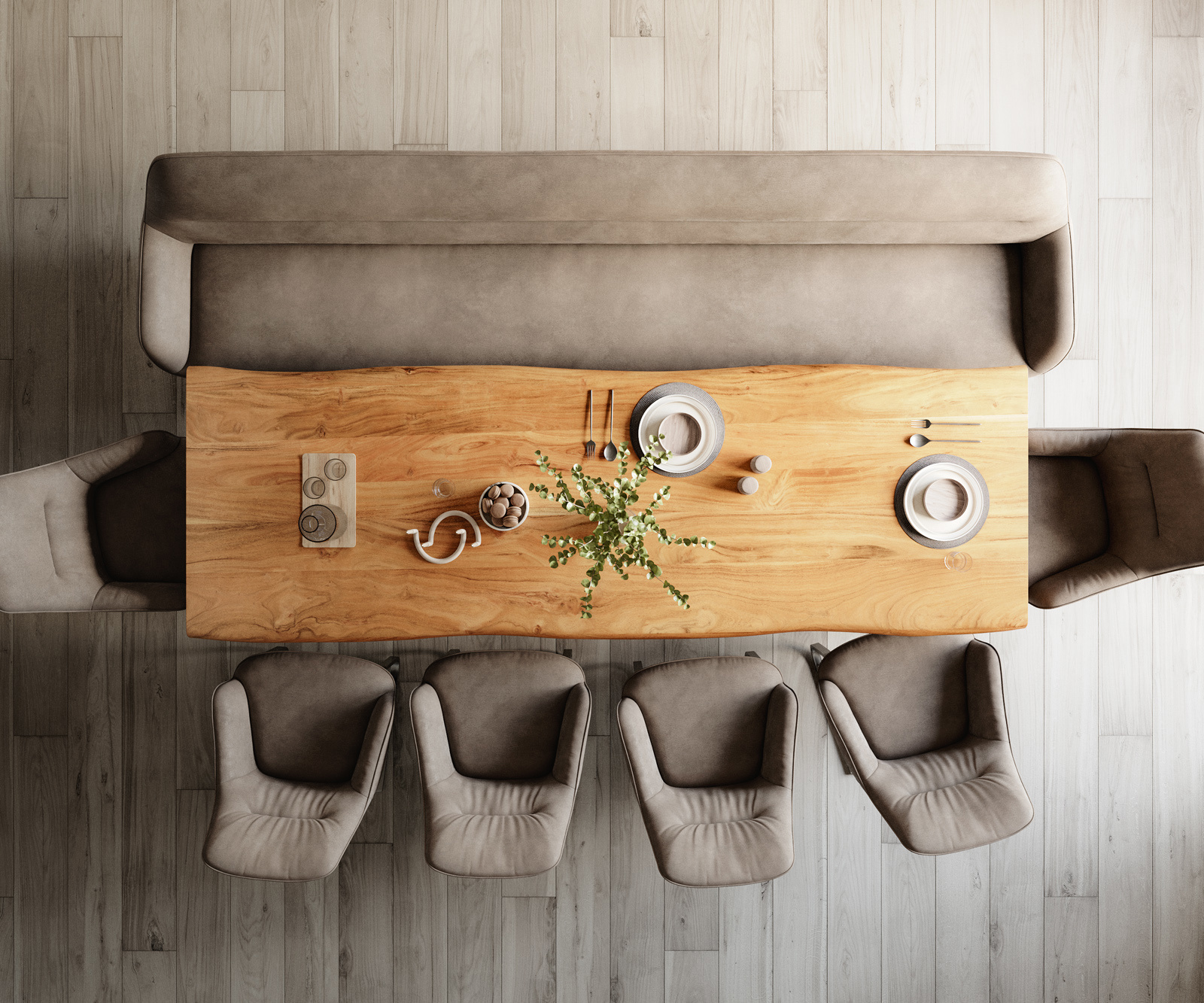 Étkezőpad Taya-Flex 300 cm mikroszálas taupe vintage vékony láb lapos rozsdamentes acél zsákrugó - Image 6