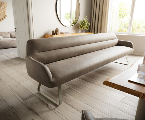 Étkezőpad Taya-Flex 300 cm mikroszálas taupe vintage vékony láb lapos titán színű hatás zsákrugós